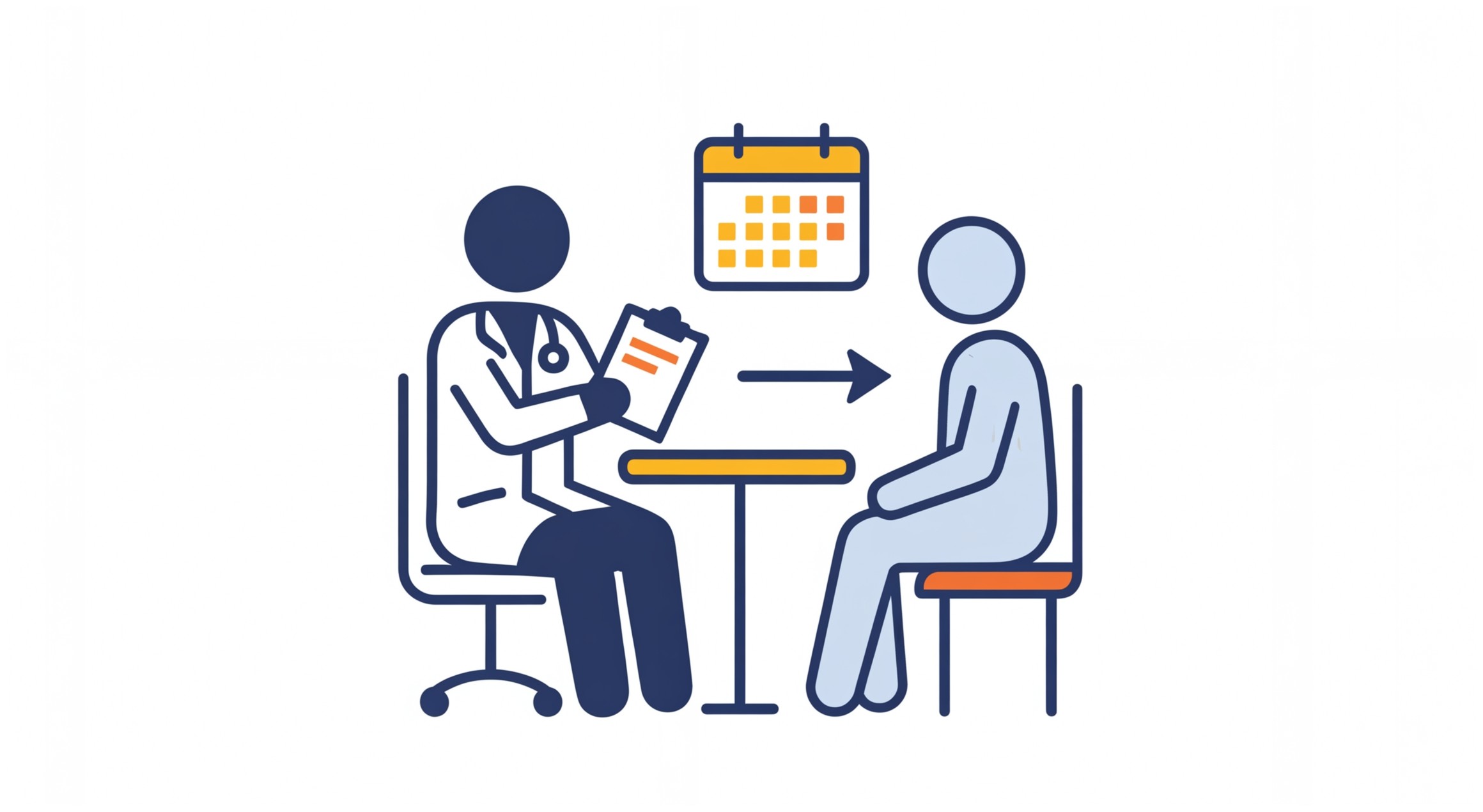 Doctor and patient consultation with calendar