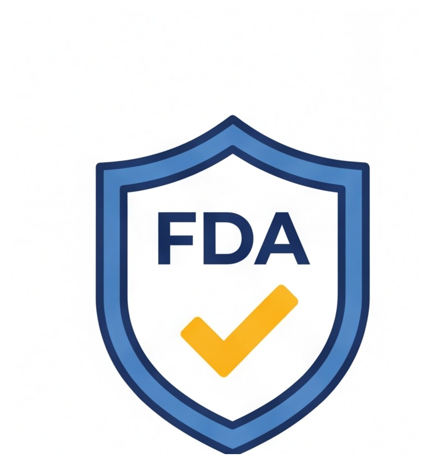 FDA approved shield with checkmark