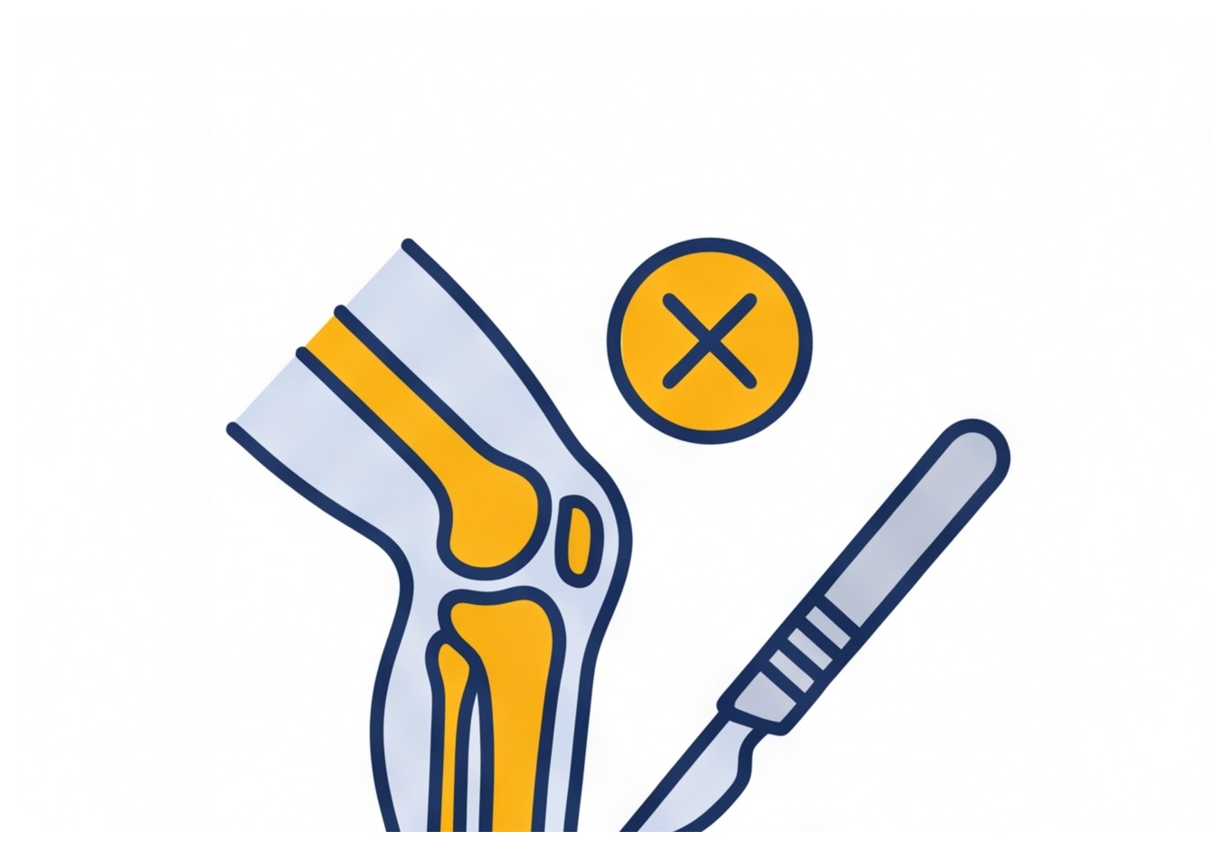 Shoulder joint with crossed out scalpel