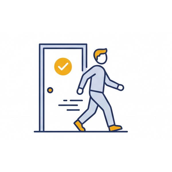 Patient walking out of clinic with relief