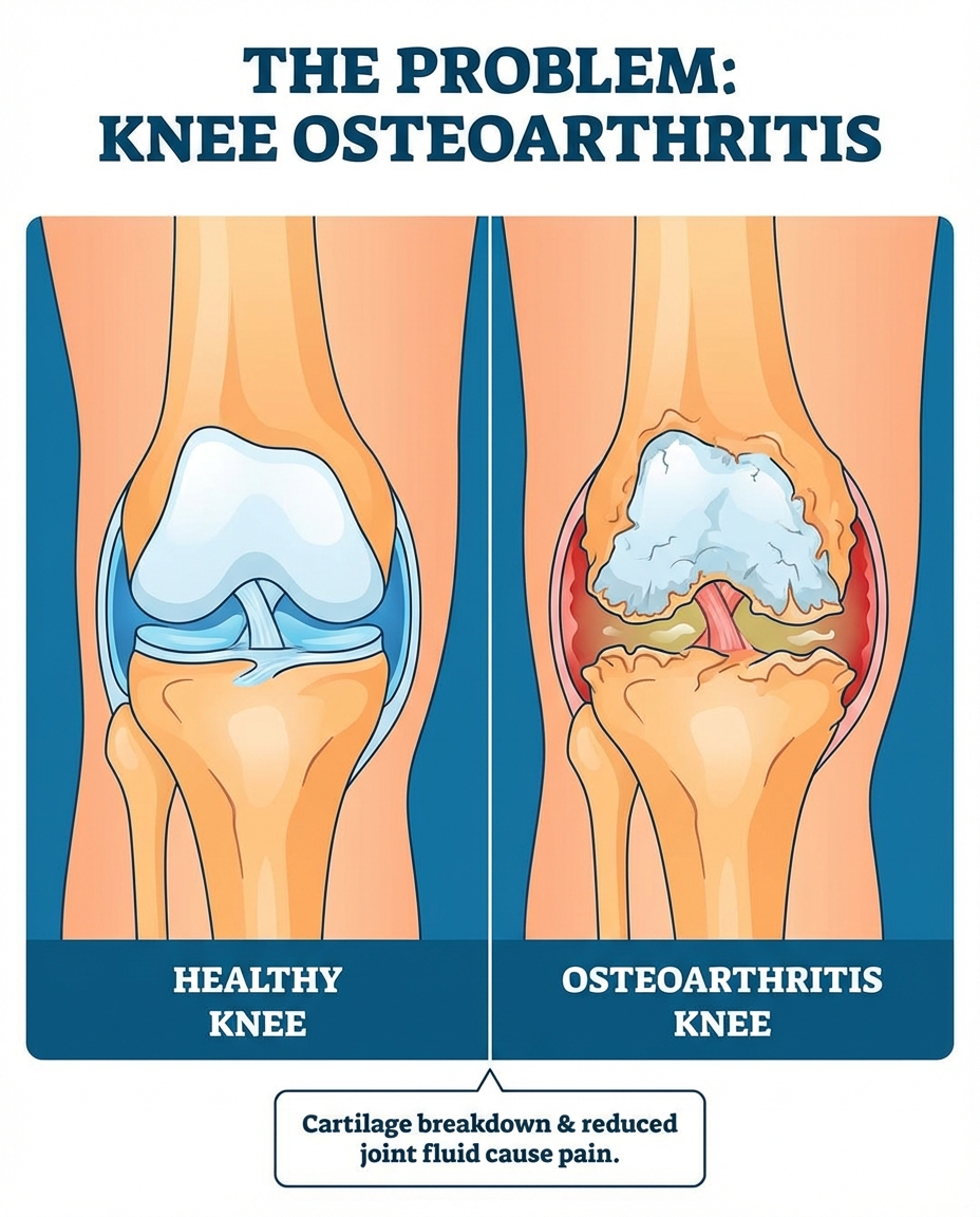 Knee evaluation comparing healthy joint to osteoarthritis